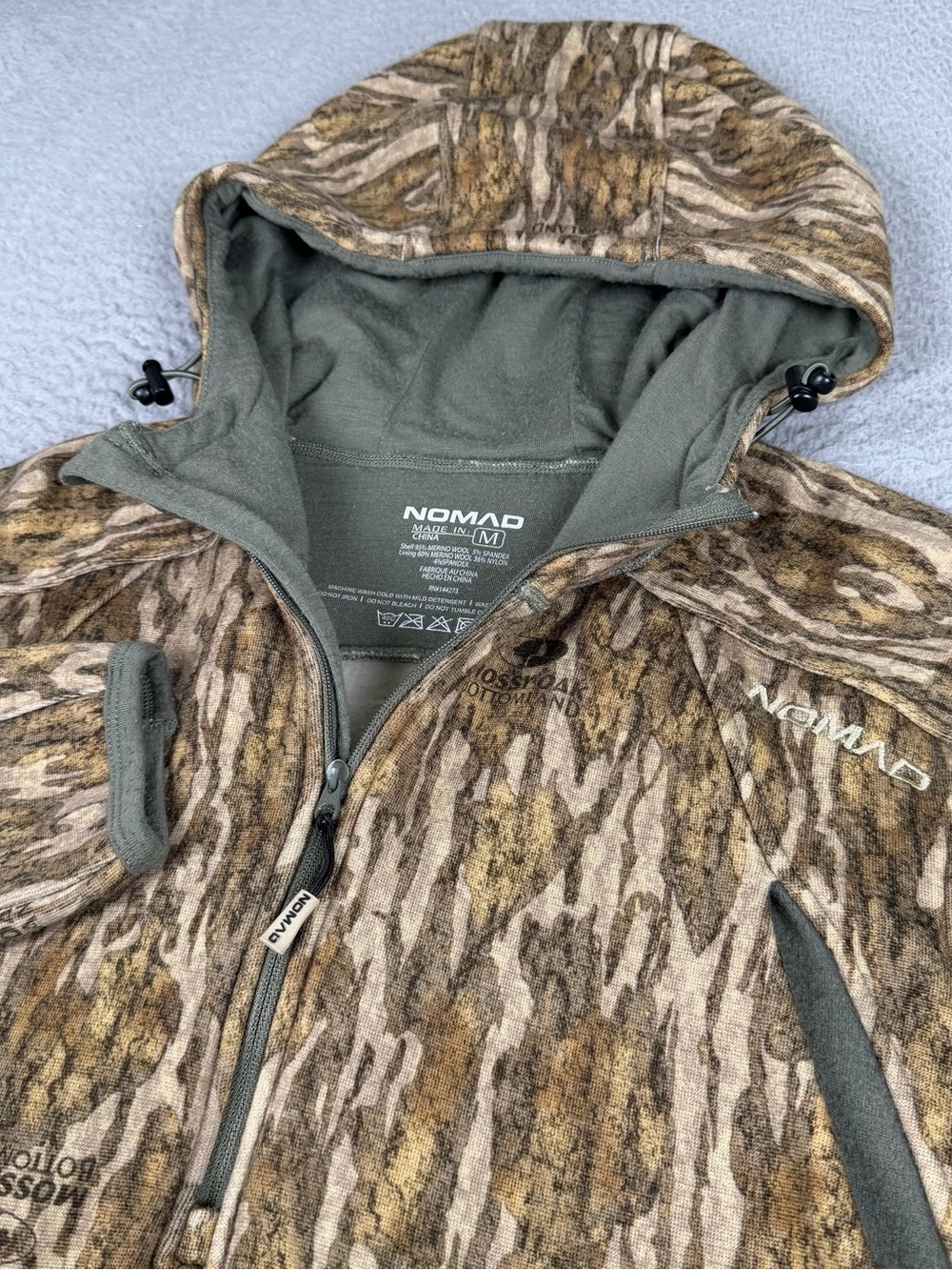 Nomad Outdoor Hoodie Womens M Mossy Oak Bottomland Camo Pullover Wool Blend